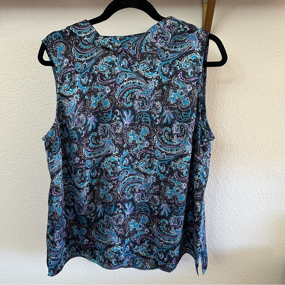 Talbots sleeveless blouse vibrant blue and purple - Picture 4 of 8